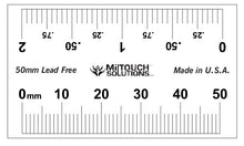 Load image into Gallery viewer, 2" / 50 mm dual scale high definition, LEAD-FREE radiopaque ruler used for direct measurements on a scanogram, radiograph, x-ray or fluoroscopy.