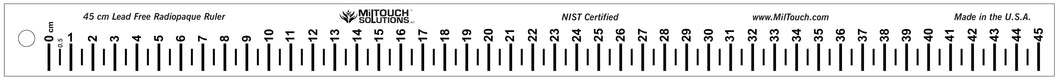 45 cm high definition, LEAD-FREE radiopaque extremity ruler used for direct measurements on a scanograph, radiograph or x-ray. 