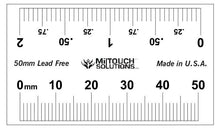 Load image into Gallery viewer, 2&quot; / 50 mm dual scale high definition, LEAD-FREE radiopaque ruler used for direct measurements on a scanogram, radiograph, x-ray or fluoroscopy.
