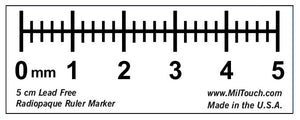 5 cm high definition, LEAD-FREE radiopaque digital style ruler used for direct measurements, teleradiology, CR and DR imaging